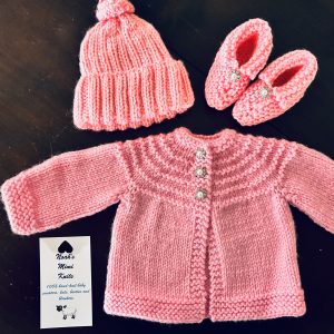 Pink Sparkle Sweater, Hat & Booties Set