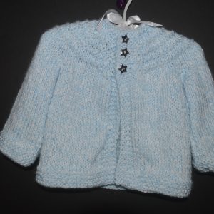 Blue-and-White Silver Star Hand Knit Sweater