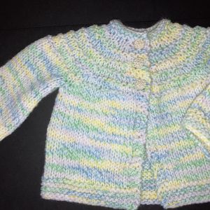 Multicolor w/Pearl Buttons Hand Knit Premie Sweater