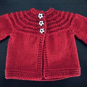 Red Hand Knit Sweater w/Soccer Ball Buttons