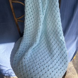 Hand Knit Blue-Green Baby Blanket