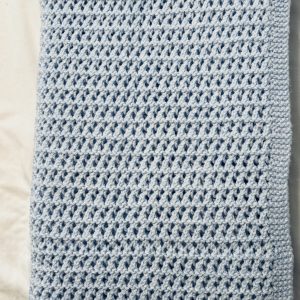 Hand Knit Baby Blue Blanket - Lattice Pattern