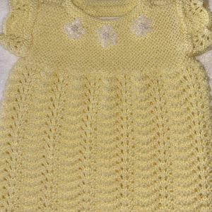 Cheery Yellow Baby Sweater Dress with Lacy Flowers