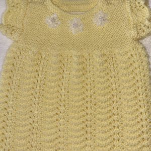 Cheery Yellow Baby Sweater Dress with Lacy Flowers