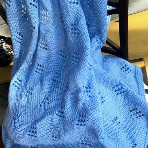 Hand Knit Diamond Pattern Baby Blanket