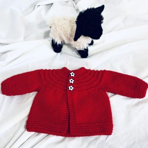 Red Hand Knit Sweater with Soccer Ball Buttons