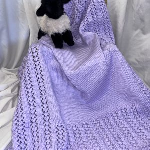 Lovely Lilac Hand Knit Baby Blanket
