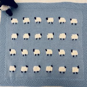 Cutest Sheep Baby Blanket, Blue Background