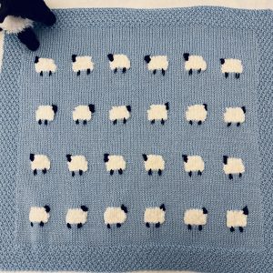 Cutest Sheep Baby Blanket, Blue Background